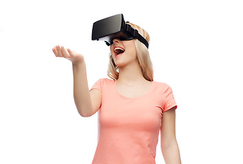 Image showing woman in virtual reality headset or 3d glasses