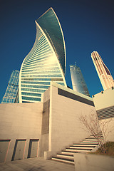 Image showing business district Moscow City at spring morning