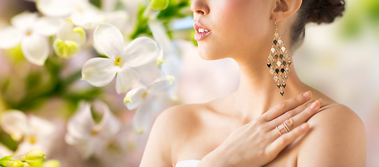 Image showing close up of beautiful woman with earrings