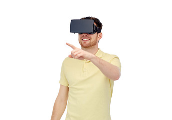 Image showing happy man in virtual reality headset or 3d glasses