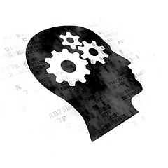 Image showing Advertising concept: Head With Gears on Digital background