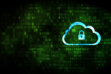 Image showing Cloud technology concept: Cloud With Padlock on digital background