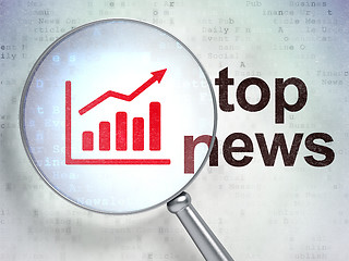 Image showing News concept: Growth Graph and Top News with optical glass