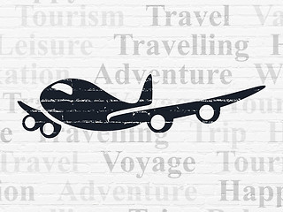 Image showing Travel concept: Airplane on wall background