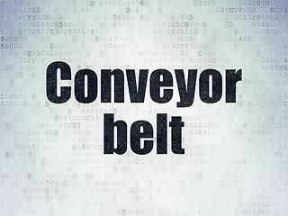 Image showing Manufacuring concept: Conveyor Belt on Digital Data Paper background