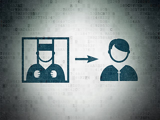 Image showing Law concept: Criminal Freed on Digital Data Paper background