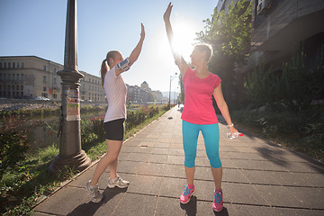 Image showing congratulate and happy to finish morning workout