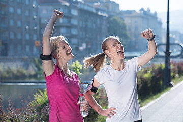 Image showing congratulate and happy to finish morning workout