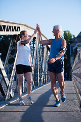 Image showing congratulate and happy to finish morning workout