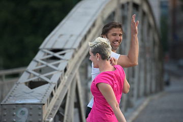 Image showing couple congratulate and happy to finish