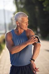 Image showing portrait of handsome senior jogging man