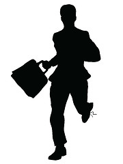 Image showing Businessman runs black silhouette figure