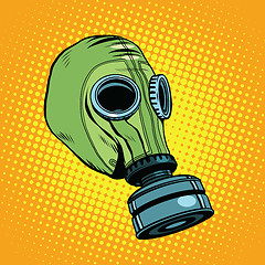 Image showing Gas mask, vintage rubber green, Retro background