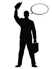 Image showing Hello businessman hat gesture black silhouette figure