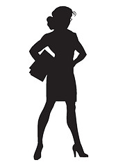 Image showing Beautiful strong businesswoman black silhouette figure