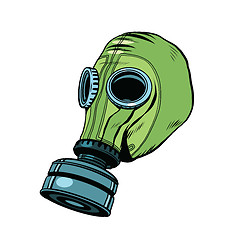 Image showing Gas mask, vintage rubber green, White background