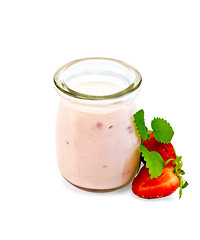 Image showing Yogurt with strawberries