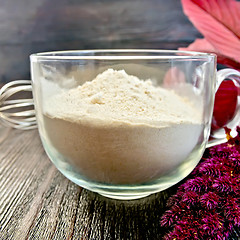 Image showing Flour amaranth in cup with mixer on board