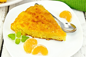 Image showing Pie mandarin with mint on light board