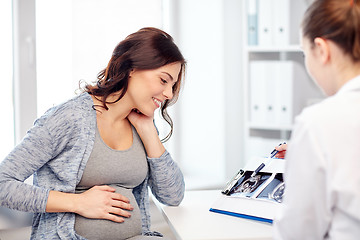 Image showing gynecologist doctor and pregnant woman at hospital