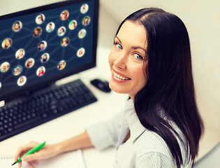 Image showing smiling businesswoman with computer