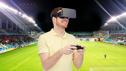 Image showing man in virtual reality headset over football field