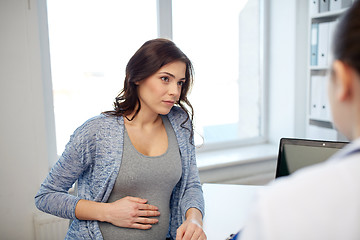 Image showing gynecologist doctor and pregnant woman at hospital