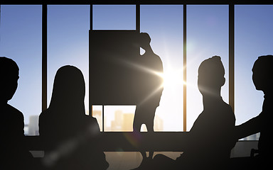 Image showing business people silhouettes at meeting in office