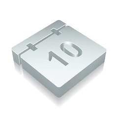 Image showing Time icon: 3d metallic Calendar with reflection, vector illustration.