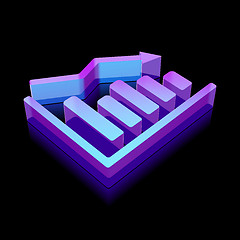 Image showing News icon: 3d neon glowing Decline Graph made of glass, vector illustration.