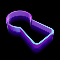 Image showing Safety icon: 3d neon glowing Keyhole made of glass, vector illustration.