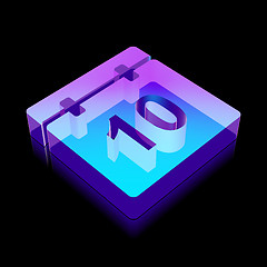 Image showing Time icon: 3d neon glowing Calendar made of glass, vector illustration.