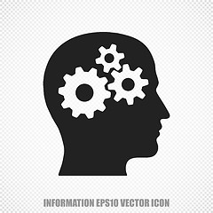 Image showing Data vector Head With Gears icon. Modern flat design.