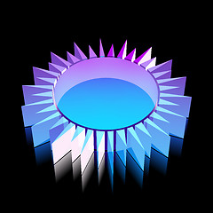 Image showing Tourism icon: 3d neon glowing Sun made of glass, vector illustration.