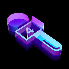 Image showing News icon: 3d neon glowing Microphone made of glass, vector illustration.