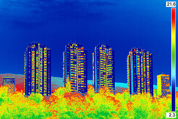 Image showing Infrared thermovision image showing lack of thermal insulation o