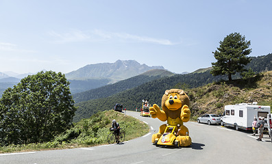 Image showing LCL Caravan in Pyrenees Mountains - Tour de France 2015