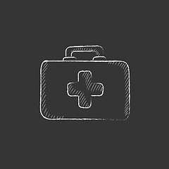 Image showing First aid kit. Drawn in chalk icon.