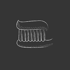 Image showing Toothbrush with toothpaste. Drawn in chalk icon.