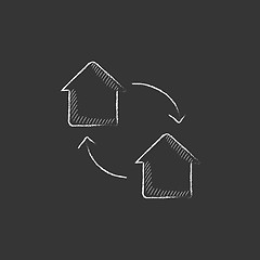 Image showing House exchange. Drawn in chalk icon.