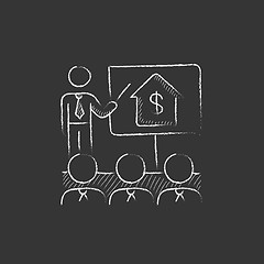 Image showing Real estate training. Drawn in chalk icon.