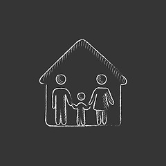 Image showing Family house. Drawn in chalk icon.