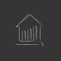 Image showing Graph of real estate prices growth. Drawn in chalk icon.