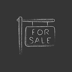 Image showing For sale placard. Drawn in chalk icon.