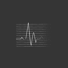 Image showing Hheart beat cardiogram. Drawn in chalk icon.