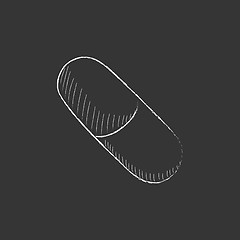 Image showing Capsule pill. Drawn in chalk icon.