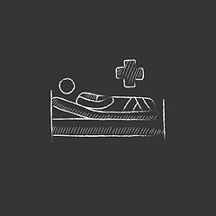 Image showing Patient lying on bed. Drawn in chalk icon.