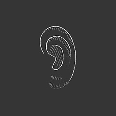 Image showing Human ear. Drawn in chalk icon.