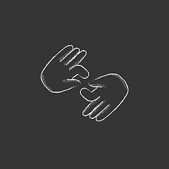 Image showing Finger language. Drawn in chalk icon.