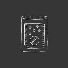 Image showing Tablet into glass of water. Drawn in chalk icon.